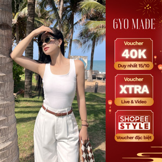 Áo ba lỗ cổ vuông GYOMADE® chất liệu thun cotton 4 chiều dành cho nữ | GA043