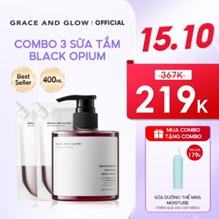 Combo sữa tắm và túi refill sữa tắm trắng da kem dưỡng thể 400ml Black Opium nước hoa thơm lâu tắm niacinamide