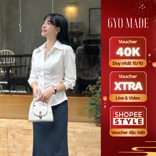 Áo sơ mi nữ dáng ôm GYOMADE® chất Kaki Gold cao cấp – Chiết eo tôn dáng, dày dặn đứng form | GA078