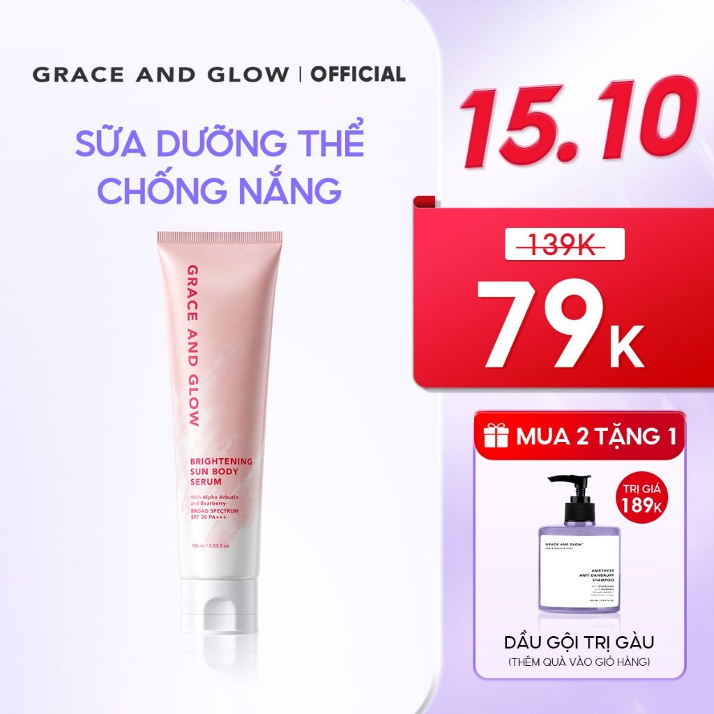 Sữa dưỡng thể kem chống nắng body SPF 30+ PA+++ Grace and Glow làm trắng da Black Opium Sun Body Serum 100ml nâng tone