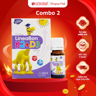  Combo 2 LineaBon Vitamin D3 K2 10ml Giúp Bé Hấp Thụ Canxi Ngủ Ngon Tăng Chiều Cao Hàng Chính Hãng - Bibomart 