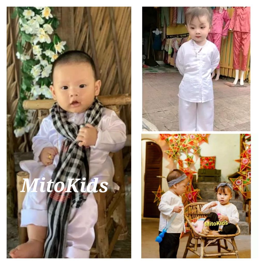 (6-30kg) Bộ bà ba trắng cho bé trai, bé gái