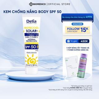  Kem chống nắng body toàn thân DELIA PROTECCIÓN SOLAR+ SPF 50 bảo vệ da dưỡng da sáng mịn 100ml 