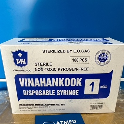 Bơm tiêm dùng 1 lần Vinahankook 1ml/cc(hộp 100 cây)
