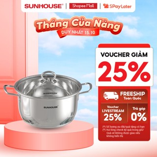 Nồi Inox 5 đáy Sunhouse SHG788- 16/20/24 cm - Công nghệ Impact Bonding - Hiệu suất bắt từ 100% - Dùng mọi loại bếp
