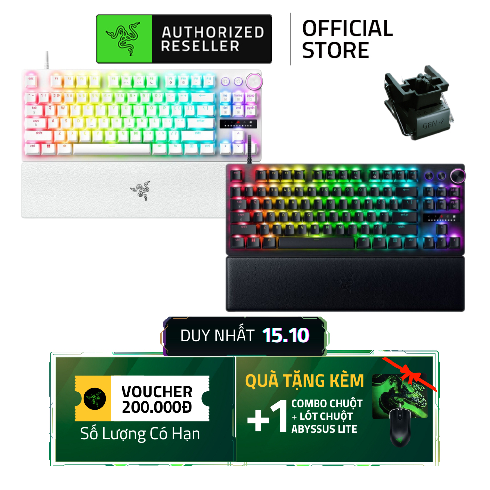 Bàn Phím Gaming Razer Huntsman V3 Pro Tenkeyless | USB-C Tháo Rời | Analog Optical Switch Gen-2 |PBT Doubleshot| LED RGB