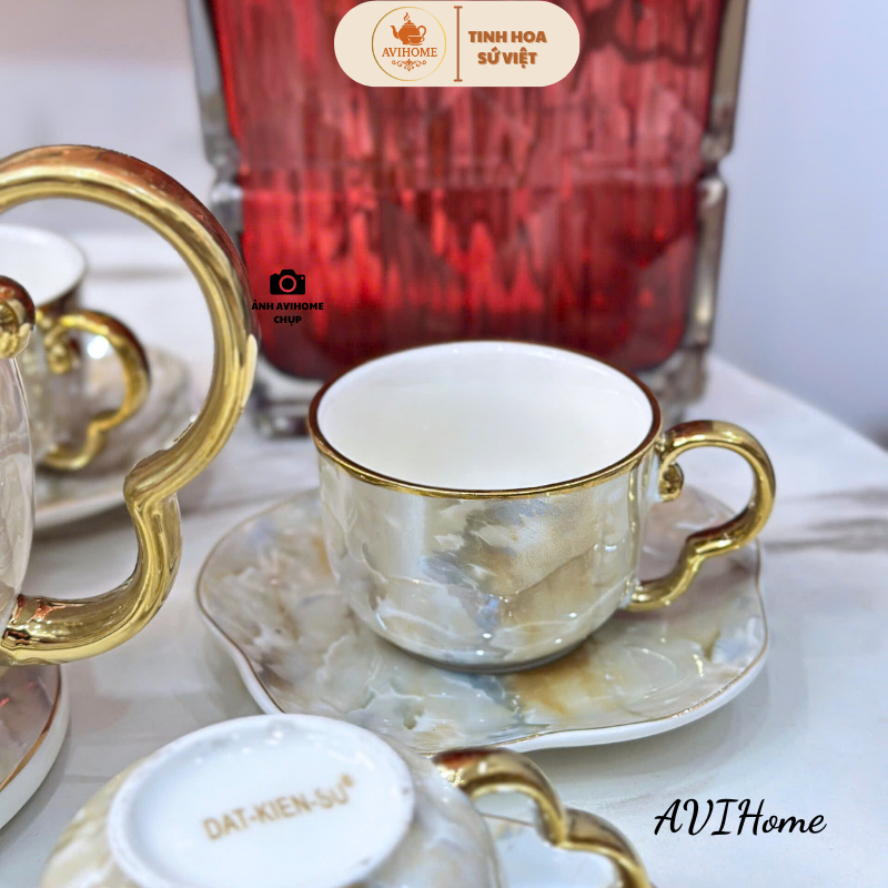 Bộ Ấm Chén Uống Trà Màu Vân Đá Kèm Hộp Làm Quà Tặng Sang Trọng AVIHOME [Y30-1a] | BigBuy360 - bigbuy360.vn