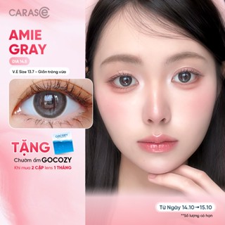 Kính áp tròng khoá ẩm 12H 1 Tháng Màu Xám Tro Trầm Ánh Xanh CARASE Lens cận SS AMIE GRAY (1 bên mắt)