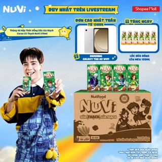 [KOL] Thùng 48 Hộp Thức Uống Sữa Lúa Mạch Cacao Có Thạch NuVi 170ml