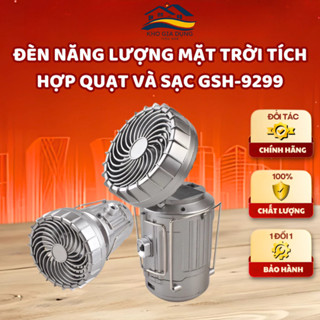 Đèn năng lượng mặt trời, đèn tích điện 3in1 chiếu sáng, kèm quạt tích điện và sạc điện thoại siêu tiện lợi