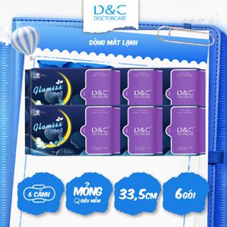 Combo 6 gói băng vệ sinh thảo dược Glamiss Cool ban đêm 33.5 cm siêu mát lạnh