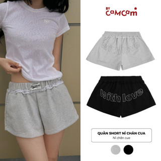  Quần Short Nỉ Chân Cua Phối Cạp Bèo Bycamcam Thêu Withlove Thân Sau QTN282 