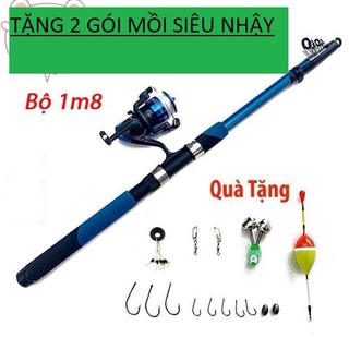 BỘ CẦN CÂU MÁY 2M1 KÈM 10 MÓN PHỤ KIỆN _tải cá 5kg  TẶNG KÈM 2 GÓI MÔI SIEU NHAY   