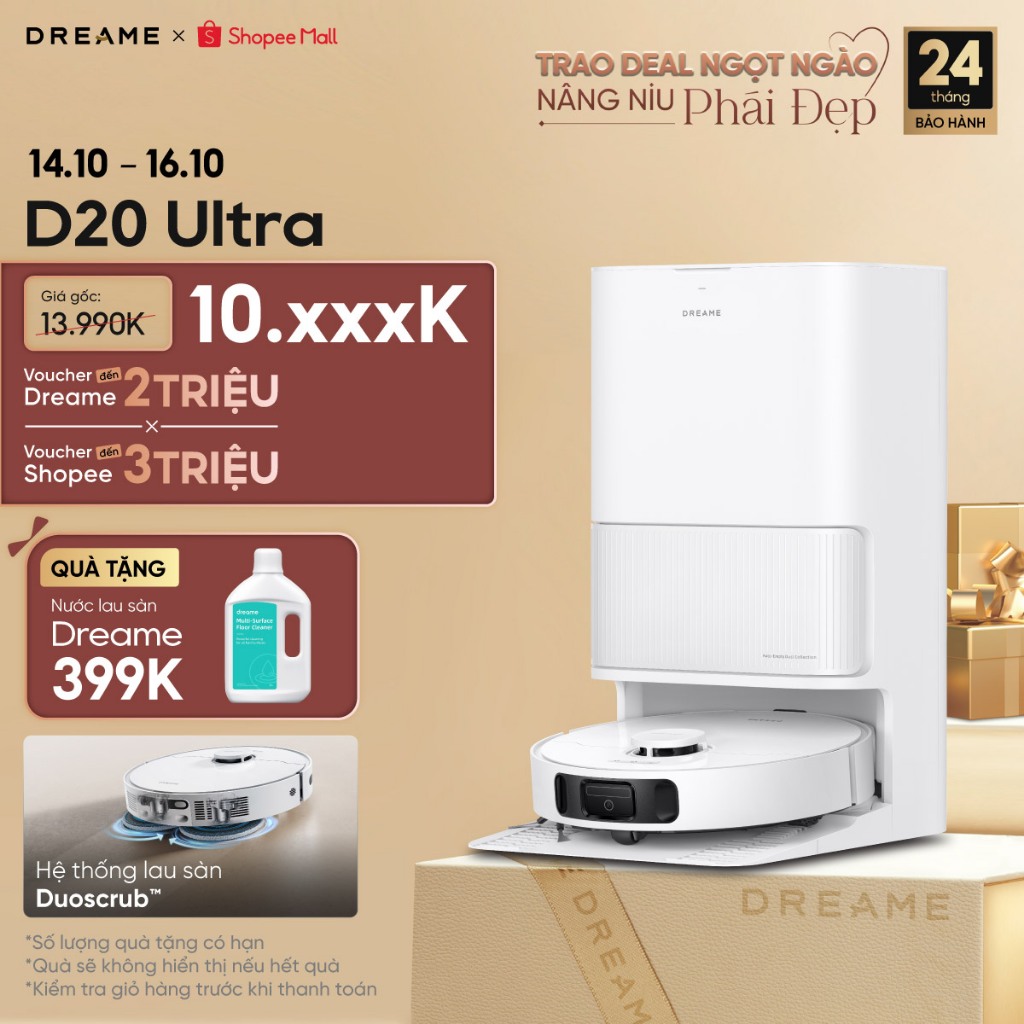 Robot hút bụi lau sàn Dreame D20 Ultra - Bản Quốc Tế - Bảo Hành 24 Tháng