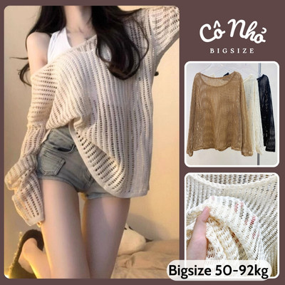 Áo Lưới Mềm Bigsize Nữ Áo Thun Kiểu Form Rộng Tay Dài Cá Tính Cho Chubby 60-92kg A317