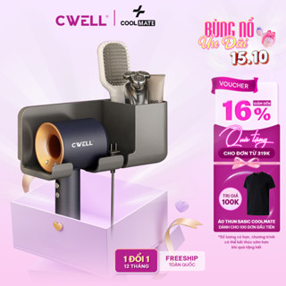 Giá treo, giá đỡ máy sấy tóc dán tường, kèm kệ đựng đồ nhà tắm tiện lợi CWell C02PK