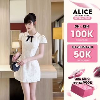 Váy Tiểu Thư Alice Chất Ren Phối Tafta, Đầm Ngắn Chữ A Tay Bồng Cổ Sen Đính Phù Hợp Đi Tiệc, Dạo Phố T211