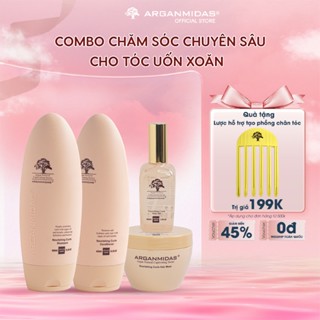 Combo Gội xả 450ml + Tinh dầu 100ml + Mặt nạ ủ 300ml nuôi dưỡng tóc xoăn Arganmidas