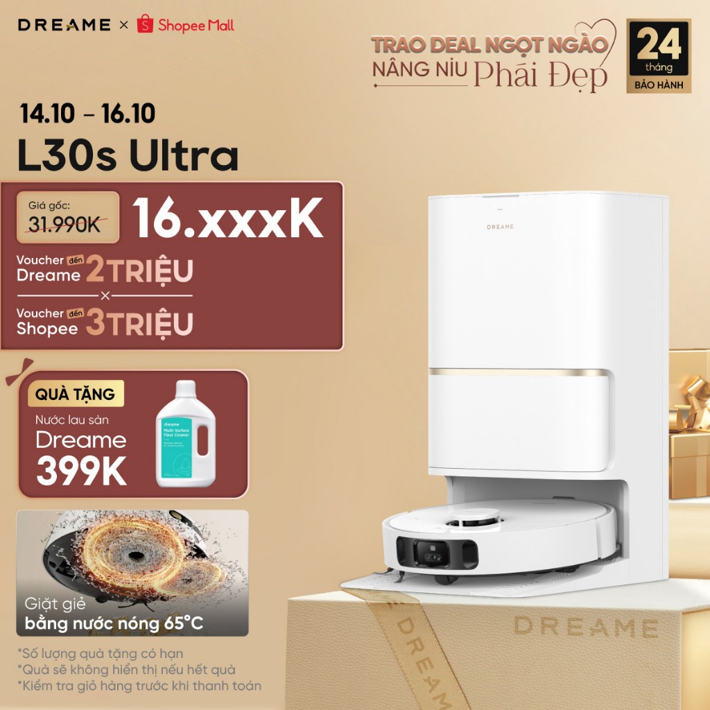 Robot hút bụi lau sàn chuyên dụng Dreame L30s Ultra - Bản quốc tế - Bảo hành 24 tháng
