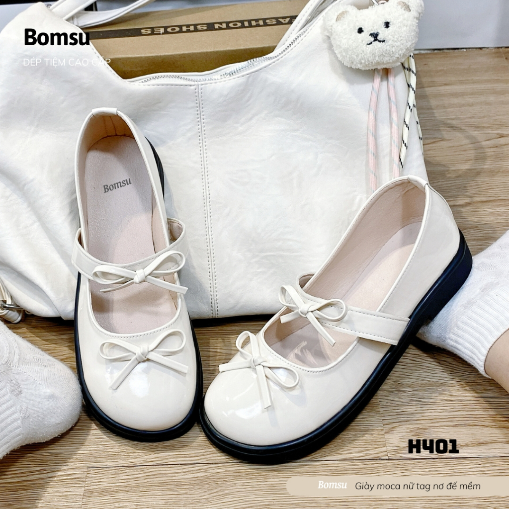 [Pandoll] Giày lười nữ cao cấp H401 đế cao 2.5cm da mềm phong cách Hàn Quốc - Giày lolita nữ dễ thươ
