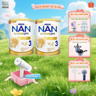 [Tặng bàn ủi ngẫu nhiên] Bộ 2 Lon Sữa bột Nestlé NAN SUPREMEPRO 3 800g nhập khẩu Đức đạm Gentle Optipro ngừa mẫn cảm