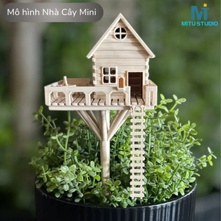  ✅ Mô hình Nhà Cây Mini Handmade trang trí chậu cây - Đồ Decor trang trí tiểu cảnh phụ kiện DIY terrarium chậu hoa. 