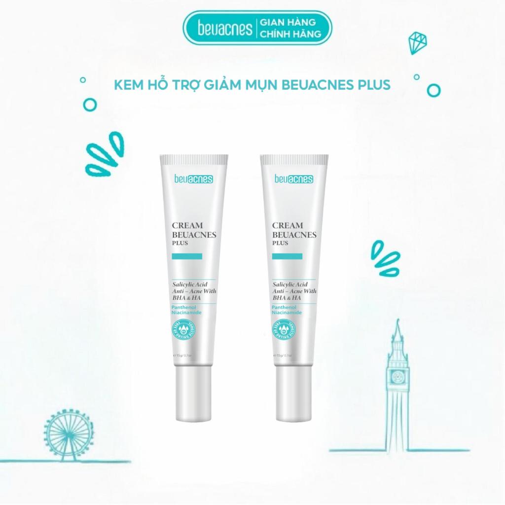 kem giảm mụn nhanh 24h BEUACNES PLUS mụn trứng cá, chiết xuất rau má, hỗ trợ mờ thâm mụn 15g