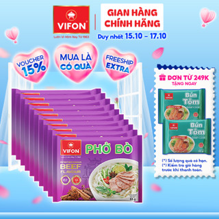 [VOUCHER 15%] Set 10 gói Phở VIFON 65gr vị Bò / Gà / Chay Rau Nấm