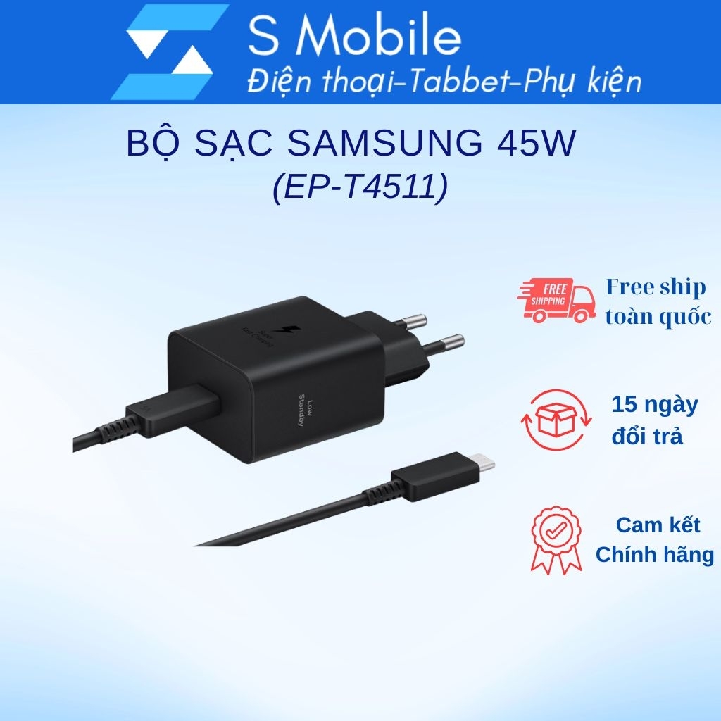 Bộ Adapter sạc Samsung kèm cáp Type C 45W