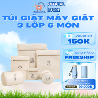 Túi Giặt Đồ Máy Giặt 3 Lớp 6 Món, Túi Giặt Đồ Lót Có Khóa Kéo Giúp Bảo Vệ Tránh Hỏng Co Giãn Quần Áo