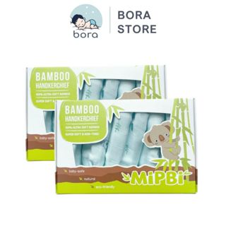 Khăn sữa sợi tre Mipbi cao cấp, mềm mịn, thấm hút tốt, an toàn cho bé hộp 6 chiếc 3 lớp
