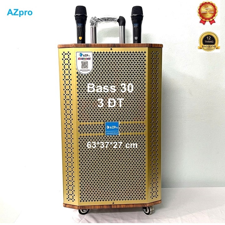Loa kéo Bluetooth chính hãng Azpro,bass 30-3 đường tiếng,Mạch 12 núm chỉnh có Revert