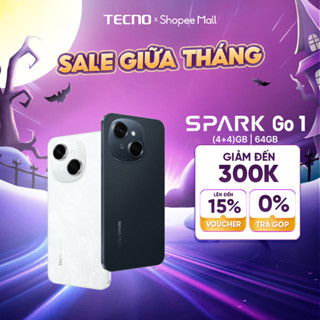 Điện thoại Tecno Spark Go 1 (4+4)GB/64GB - Unisoc T615 | 5000mAh | Sạc nhanh 15W | Hàng chính hãng