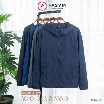 Áo gió thể thao nam Fasvin 2 lớp có mũ chất liệu cao cấp mềm mại AG25678.HN