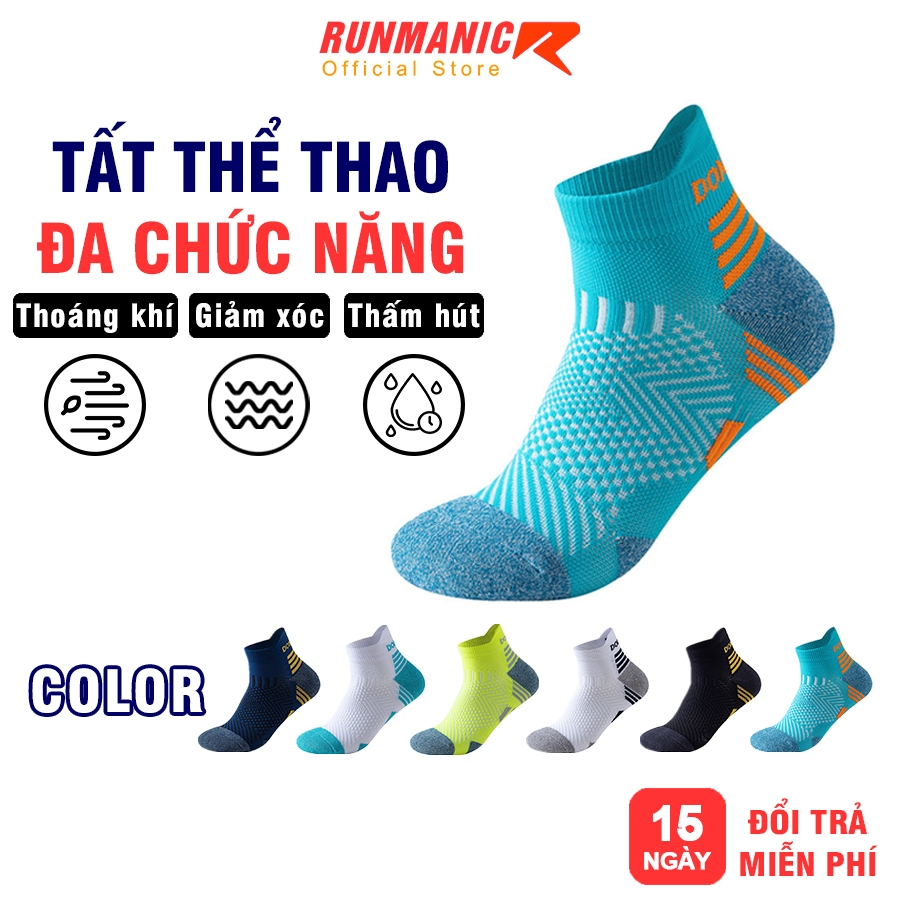 Tất vớ thể thao tất chạy bộ nam nữ RUNMANIC TCB04 cổ ngắn, thoáng khí, dành cho chạy bộ, đạp xe, đá bóng, tập gym
