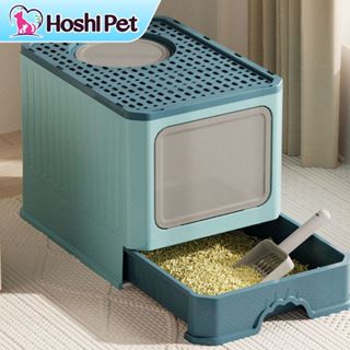 Nhà vệ sinh cho mèo Kín Mùi 2 cửa lớn HOSHI PET NV04 - Khay nhà vệ sinh cho mèo vuông 2 cửa