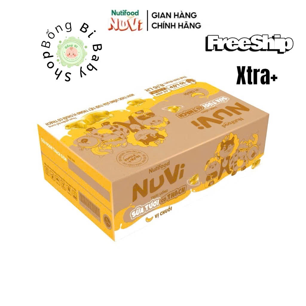 Sữa Tươi Tiệt Trùng Có Thạch NuVi Thùng 48 Hộp 100ml