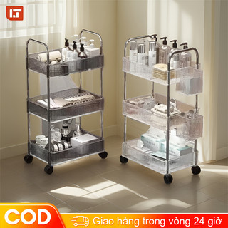   Bồi thường 100% khi bị vỡ    Xe Đẩy Spa 2 3 4 Tầng Kệ Nhựa Trong Suốt Có Bánh Xe ,Kệ xe đẩy cao cấp 