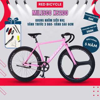  Xe Đạp Fixed Gear MILESCO XS200 Khung Nhôm Vành Nhôm Ba Đao Học Sinh - Kèm Qùa Tặng Hấp Dẫn 