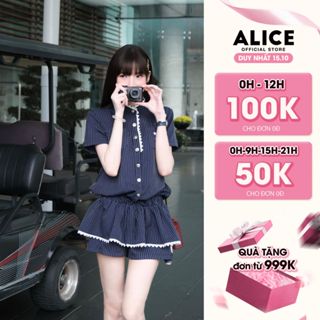Set Váy Nữ Jumsuit Cổ Tàu Phối Viền Ren ALICE Kèm Quần Short Thiết Kế Chun Eo Chất Tuytsi S631