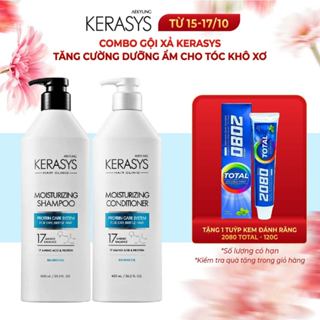 Cặp dầu gội xả Kerasys Moisturizing Hàn Quốc tăng cường dưỡng ẩm cho tóc khô xơ, dễ gãy 600ml