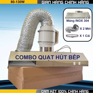 Combo Quạt Thông Gió Hút Mùi Và Máng Hút Mùi Bếp Inox Hút Sạch Mùi Thức Ăn, Dầu Mỡ, Khói Nhanh Chóng