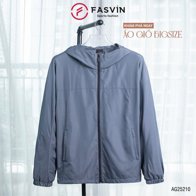 Áo gió nam BIGSIZE FASVIN AG25210.HN có mũ vải thể thao cao cấp 02 lớp lót mềm mại hàng chính hãng