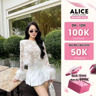 Set Váy Áo Ren Tay Phối Lông Vũ Và Chân Váy Ngắn Tafta Tre Alice Cao Cấp Có Lót Lụa S720
