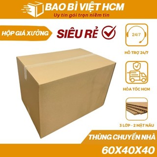  Hộp carton 60x40x40 thùng carton lớn chuyển nhà đựng đồ giá xưởng - Bao Bì Việt HCM 