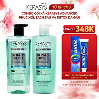 Cặp dầu gội xả Kerasys Advanced Keratin Bond Purifying phục hồi chuyên sâu, sạch sâu và detox da đầu