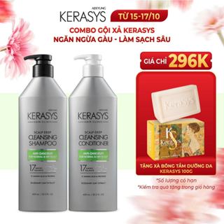 Cặp dầu gội xả Kerasys Scalp Deep Cleansing Hàn Quốc ngăn ngừa gàu, làm sạch sâu 600ml