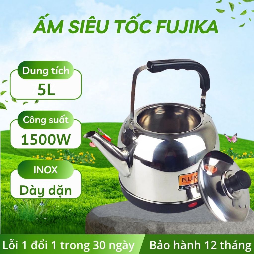 Ấm siêu tốc 5 lít tự ngắt khi sôi, công suất 1500W sôi cực nhanh - Bảo hành chính hãng 12 tháng
