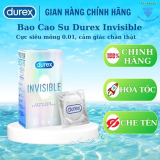Bao cao su Durex Invisible - Siêu mỏng, nhiều gel, kéo dài thời gian- Hộp 3 cái, Hộp 10 cái