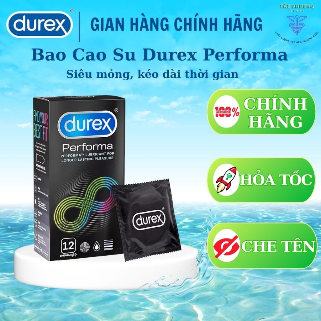 Bao Cao Su Durex Performa - Siêu Mỏng, Kéo Dài Thời Gian Yêu - Hộp 3 và 12 Cái